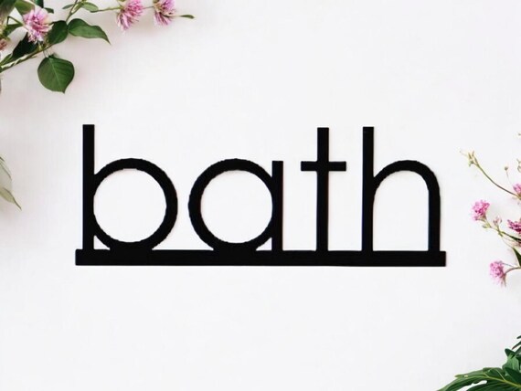 Bath Sign Bathroom Decor Sign Cursive Metal Word Restroom Sign Washroom Decor Powder Room Spa Sign Metal Art Script Bath Sign Recycled Steel