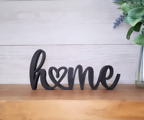 Freestanding Home Sign | Modern Farmhouse Home Sign | Love Home Heart Sign | Minimalist Decor | Thick Home Sign | Entryway Decor |