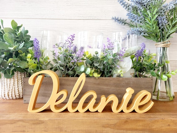Freestanding Name Sign | Personalized Name Sign | Kids Room Sign | 3/4  Inch Thick Name Sign | Family Name Sign | Script Cursive Word Sign