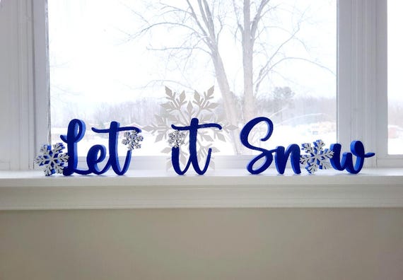 Freestanding Let It Snow Sign | Winter Decor | Let It Snow Sign | Thick Snowflake Sign | Christmas Decor | Frosty Decor | Ski Lodge Decor
