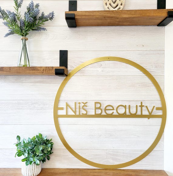 Large Round Business Sign | Modern Business Sign | Circle Street Name Sign | Metal Address Sign | Custom Name Sign | Round Address Plaque