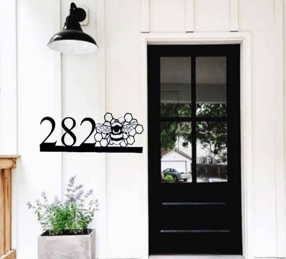 Bee Address Sign | Horizontal Bee Honeycomb Address Sign | Honeybee Sign | Bee Garden Sign | Weatherproof House Numbers | Bee Lovers Gift