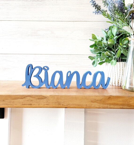 Custom Name Sign Wood Last First Family Name Sign Wooden Script Custom Word Wood Wall Art Cursive Font Farmhouse Decor Nursery Kids Room