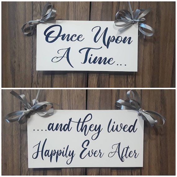 Wood Once Upon A Time Sign | And They Lived Happily Ever After Sign | Wedding Sign | Here Comes The Bride Sign | Wedding Decor | Ring Bearer
