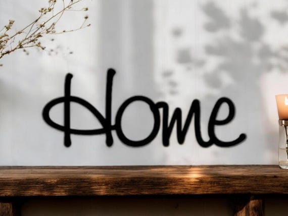 Home sign | fancy home sign| farmhouse style home sign | metal home sign | home entryway sign | home cursive metal word | home sweet home