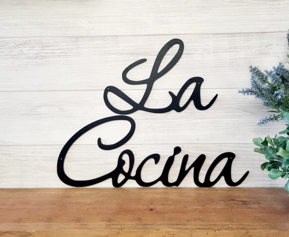 La cocina sign | la cocina metal sign | homemade sign | kitchen decor | cursive la cucina | kitchen sign | spanish kitchen decor | mangia