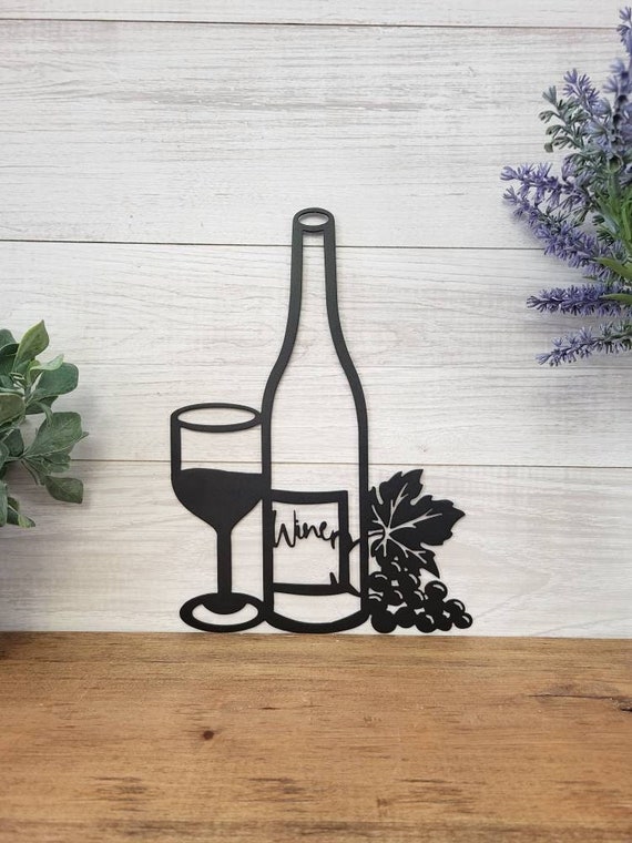 Wine sign | metal wine glass sign | wine bottle sign | kitchen decor | metal wine bar sign | wine lovers gift |  housewarming gift