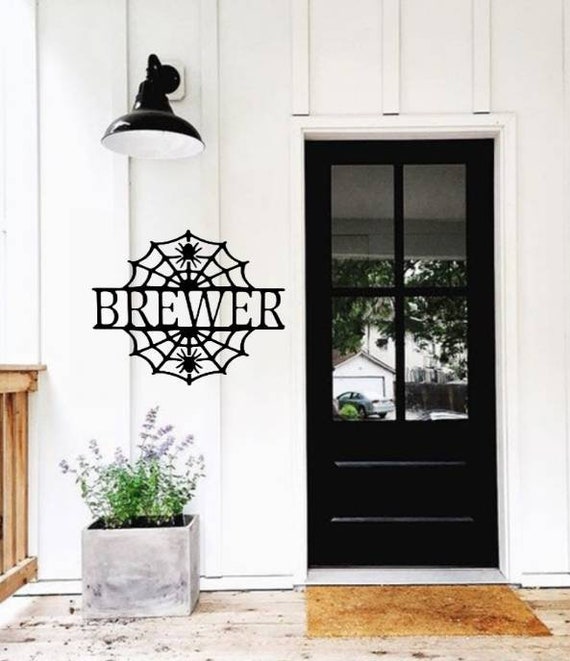 Personalized Spider Web Door Hanger | Personalized Spider Web Sign | Personalized Halloween Sign | Fall Door Wreath | Family Name Sign