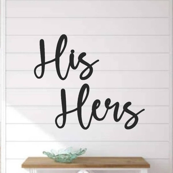 His & hers sign | his and hers metal sign | bedroom closet sign | bedroom decor | cursive his and hers