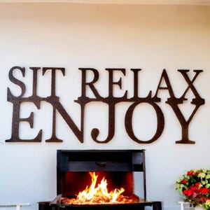 Sit relax enjoy outdoor metal wall art | outdoor wall decor | pool patio decor | lake house sign | garden sign | weatherproof outdoor sign