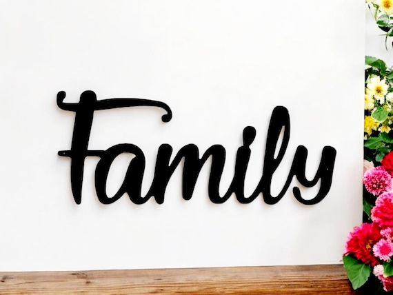 Family Metal Sign Home Decor Cursive Word Sign Family Sign Family Script Sign Metal Art Ohana Recycled Steel