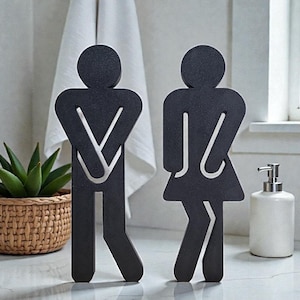 Freestanding Little People Sign | Funny Bathroom Figures | Gotta Go Potty People | Man and Woman Sign | Powder Room Decor