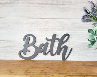 Cursive Metal Bath Sign - Powder Coated Bathroom Decor