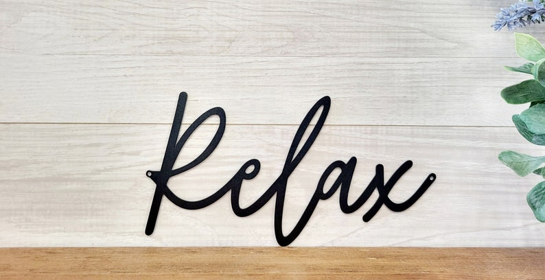 Relax In Cursive Relax Bath Signs | Metal Relax Bathroom Sign | Cursive Words | Restroom ...
