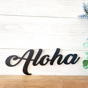 Cursive Aloha Metal Sign | Beach House Decor