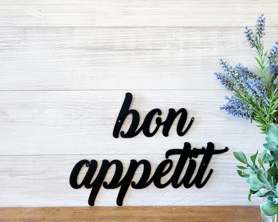 Bon appetit sign | bon appetit metal sign | enjoy your meal  | homemade sign | french kitchen decor | cursive bon appetit | kitchen sign