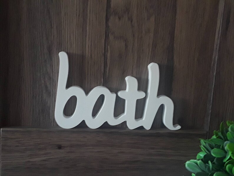 Free Standing Bath Sign Cursive Bath Sign Wood Bath Sign Etsy