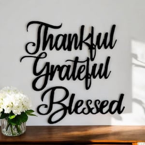 Thankful Grateful Blessed Signs  | Metal Thankful Sign | Blessed Sign | Grateful Set of 3 Signs | Gallery Wall Decor | Family Picture Wall