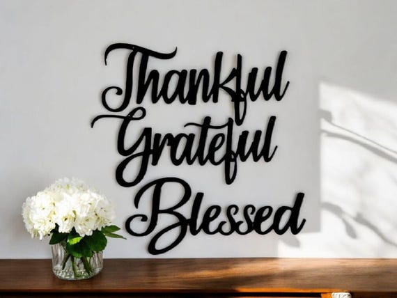 Thankful Grateful Blessed Signs  | Metal Thankful Sign | Blessed Sign | Grateful Set of 3 Signs | Gallery Wall Decor | Family Picture Wall
