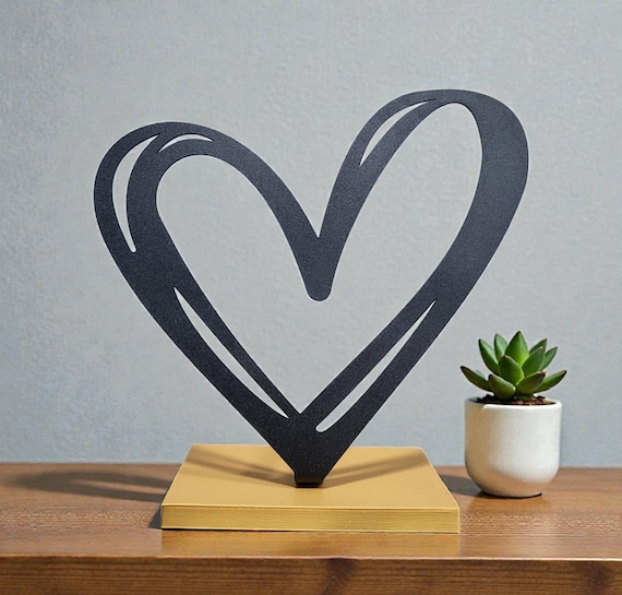 Freestanding Heart Sign | Valentines Day Décor | Metal Heart with Base | Love Sign | Wedding Gift | Wedding Décor | Steel Heart Sign