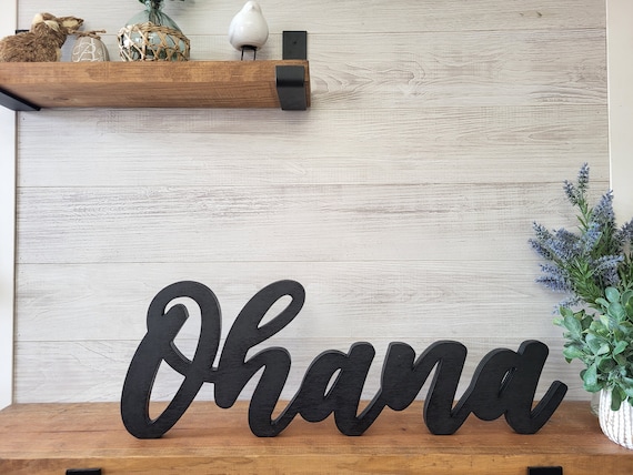 Freestanding Ohana Sign | Wood Ohana Sign | Hawaiian Decor | Script Ohana Sign | Traveler Decor | Cursive Word Sign | Ohana Family Sign