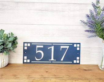 Arts and craft address sign | craftsman address plaque | mission style address sign | art and craft house numbers | horizontal address sign