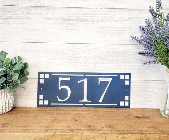 Arts and craft address sign | craftsman address plaque | mission style address sign | art and craft house numbers | horizontal address sign