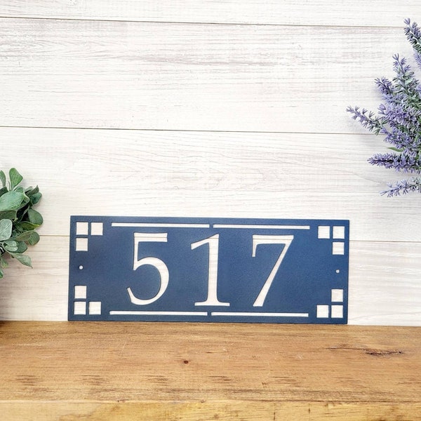 Arts and craft address sign | craftsman address plaque | mission style address sign | art and craft house numbers | horizontal address sign