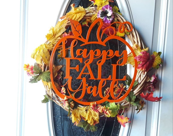 Happy Fall Y'all Pumpkin Door Hanger | Happy Fall Y'all Sign | Happy Fall Y'all Pumpkin Door Wreath | Fall Door Hanger |  Pumpkin Front Door