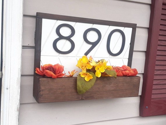 Chevron Address Sign | Planter Box Address Plaque | Flower Pot Address Sign | Modern Address Plaque | 3D Address | Horizontal Address Sign