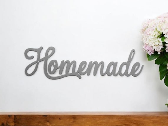Homemade Farmhouse Kitchen Sign Home-made Metal Sign Rustic Home Decor Kitchen Decor Metal Cursive Word