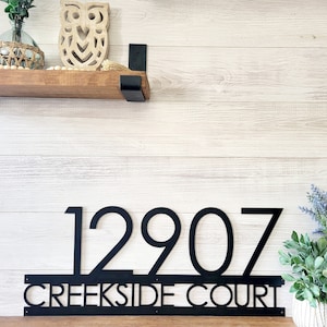 Custom address sign | modern house numbers | street name sign | metal home address sign | horizontal address number | weatherproof address
