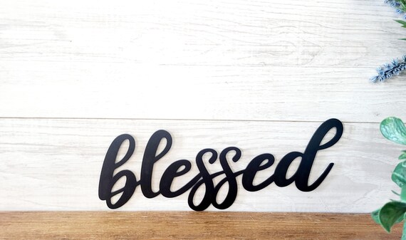 Blessed sign | blessed metal  sign | script blessed sign | cursive words | family picture wall decor | housewarming | family wall collage