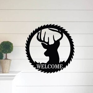 Deer welcome sign | workshop saw blade sign | metal deer head sign | welcome sign | outdoorsman gift | hunter gift | fathers day