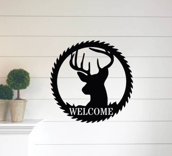 Deer welcome sign | workshop saw blade sign | metal deer head sign | welcome sign | outdoorsman gift | hunter gift | fathers day