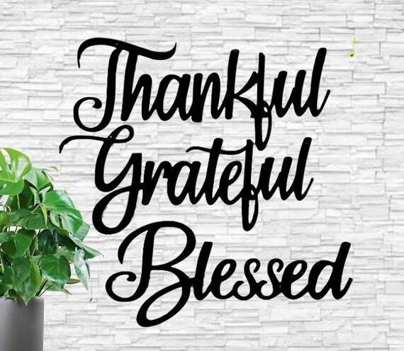Thankful, Grateful, Blessed Signs | 2 Ft Words | Set of 3 | Gallery Wall Decor | Wedding Gift | Housewarming | Metal Art | Thankful Sign