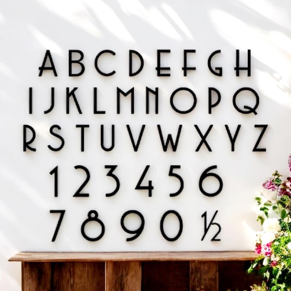 Números modernos de 3 pulgadas para buzones / Números y letras metálicas para direcciones / Letras para direcciones particulares / Letras con nombre de calle / Letras contemporáneas