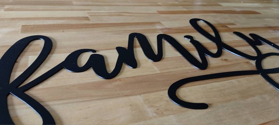 Family Metal Sign Home Decor Cursive Word Sign Family Sign Etsy España