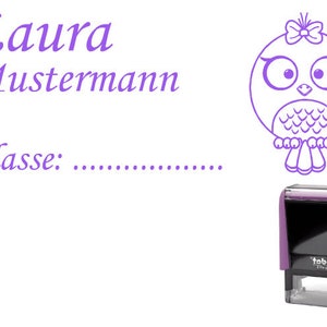 Schulstempel Stempel Vogel-Mädchen 58 x 22 mm Stempelautomat Name Klasse Bild 1