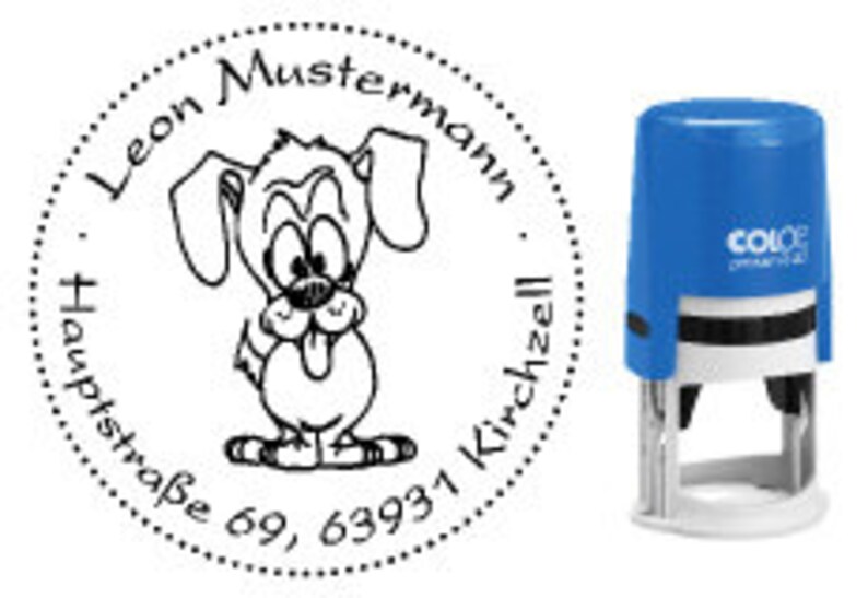 Adressstempel Hund Stempel 40mm 画像 1