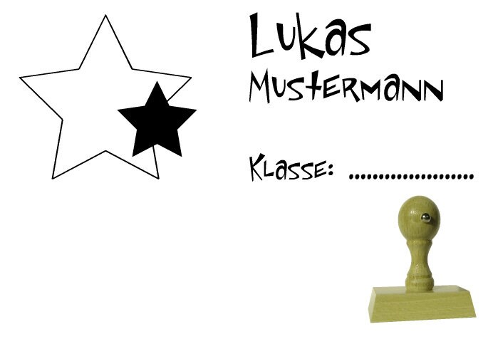 School stamp stamps stars 60 x 20 mm-wooden stamp name + class