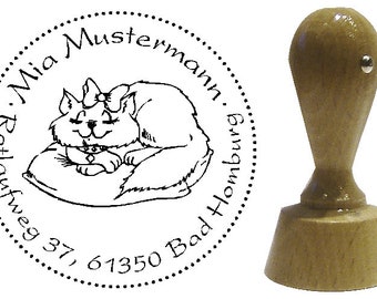 Adressstempel Stempel  Katze 40mm