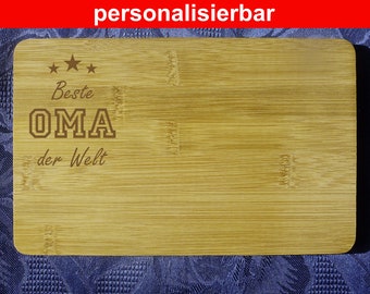 personalized cutting board motif "Best granny" + name, bamboo, rectangular, engraving - also for grandpa, mom, dad, aunt ... Possible