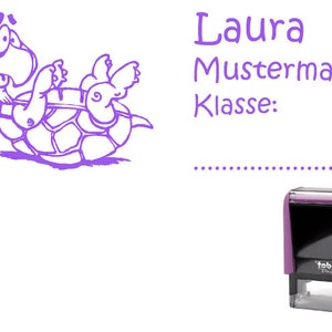 Schulstempel Stempel Schildkröte 58 x 22 mm - Stempelautomat Name + Klasse
