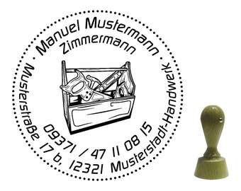 Adressstempel Stempel "Handwerker 3" Firmenstempel Holzstempel 40mm