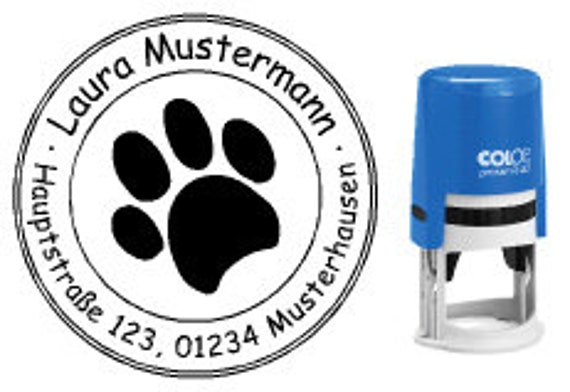 Adressstempel Stempel Hund Hundepfote 40mm Etsy