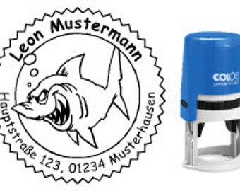 Address stamp Shark stamp 40 mm