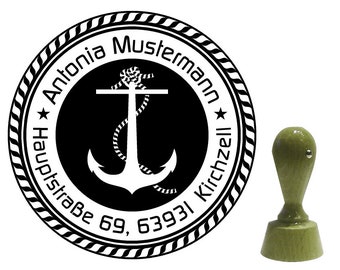 Adressstempel Stempel Holzstempel rund 40mm - Anker 1