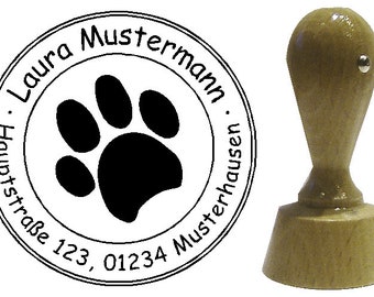 Address stamp stamp dog dog paw 40 mm