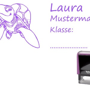Schulstempel Stempel Schildkröte 58 x 22 mm - Stempelautomat Name + Klasse